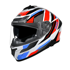 Casco integral SMK Typhoon Sparko Blanco Azul Rojo Brillo