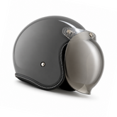 Casco Abierto ZEUS 389 Tipo Custom Gris Claro Brillo + Burbuja Plata