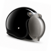 Casco Abierto ZEUS 389 Tipo Custom Negro Brillo + Burbuja Plata