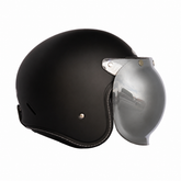 Casco Abierto ZEUS 389 Tipo Custom Negro Mate + Burbuja Plata