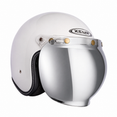 Casco Abierto ZEUS 389 Tipo Custom Blanco Brillo + Burbuja Plata