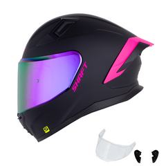 Casco Integral para mujer Shaft 558 Solid Negro Mate con Fucsia | Certificación ECE 22.06