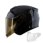 Casco Abierto ZEUS 626 DV Negro Brillo