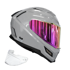 Casco integral SMK Agnar solid gris nardo + visor iridium rosa