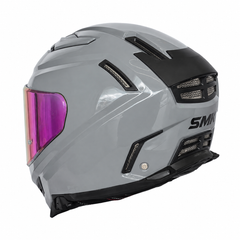 Casco integral SMK Agnar solid gris nardo + visor iridium rosa