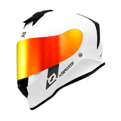 Casco Integral X-Sports V151 Solid Blanco + Visor Iridium Fuego