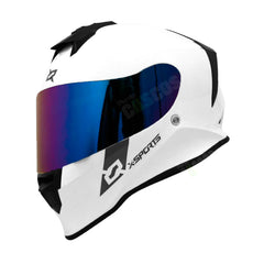 Combo 2 Cascos Integral X-Sports V151 Solid Blanco + Visor Iridium + Tubular