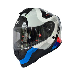Casco Integral X-Sports V151 Bramdo Blanco Azul Rojo + Visor iridium Fuego
