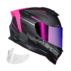Casco Integral X-Sports V151 Kozmik Gris Fucsia + Visor Iridium Rainbow