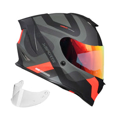 Casco Integral X-Sports V151 Bramdo Gris Rojo + Visor Iridium Fuego