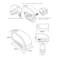 Candado Freno De Disco Con Alarma Para Moto