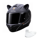 Casco integral Spartan Draken Solid Negro Mate + Visor Negro + Orejas de gato