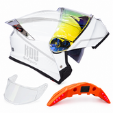 Casco Abatible Kov Thunder Wave Blanco talla M + Visor iridium + Alerón con luces