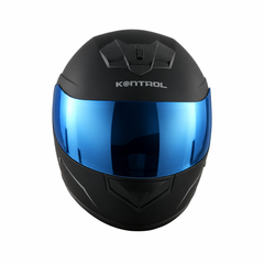 Casco Integral KNT 878 Negro mate + visor iridium Azul