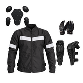 Combo Chaqueta protección Institucional Plus Spring + Rodilleras Raptor + Guantes Bullet
