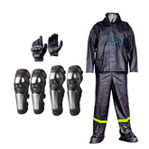 Combo Traje impermeable + Rodilleras y Coderas Metalicas + Guantes