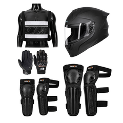 Combo Protección 360° Everestt Casco Sonic + Guantes + Rodilleras + Coderas + Chaleco Reflectivo