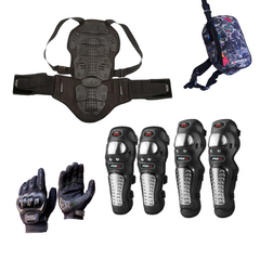 Combo Protector de espalda +Rodilleras + Coderas Metalicas GX + Guantes