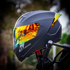 Casco Integral X-Sports M67 Solid Negro Visor Iridium Rojo