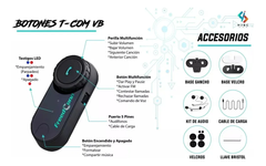 Par de Intercomunicadores Bluetooth casco moto Tcom Vb - V6 6 pilotos conferencia (Copia)