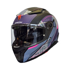Casco integral Spartan Panther SV Detroit Fucsia Gris + Visor humo