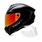 Casco integral Spartan Draken Solid Negro Brillo + Visor Rojo