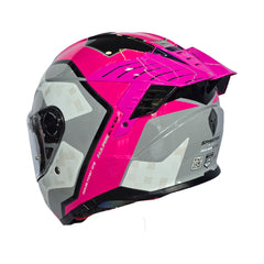 Casco integral Spartan Hawk SV First Blanco Fucsia
