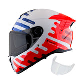 Casco integral Spartan Hawk SV Freshpaint Blanco Naranja + Visor humo