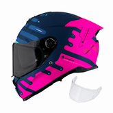 Casco integral Spartan Hawk SV Freshpaint Fucsia Azul + Visor humo