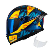 Casco integral MT Braker 2 Fury Azul Amarillo + Visor Iridium azul