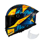 Casco integral MT Braker 2 Fury Azul Amarillo + Visor negro