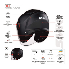 Casco Abierto SMK GTJ Solid Negro