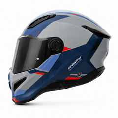Casco Abatible Spartan Ghostfighter Komb Gris claro azul rojo