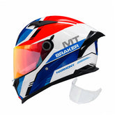 Casco integral MT Braker 2 Harmony Blanco Azul Rojo + Visor iridium fuego