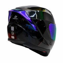Casco Integral X-Sports M67 Negro brillo Visor Iridium Morado