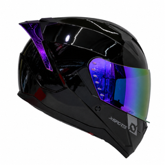Casco Integral X-Sports M67 Negro brillo Visor Iridium Morado