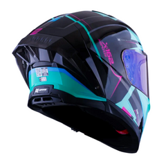 Casco integral X-sports 162 Maverix Turquesa Fucsia