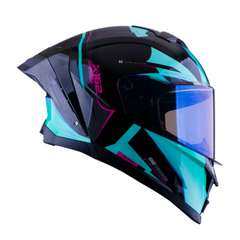Casco integral X-sports 162 Maverix Turquesa Fucsia