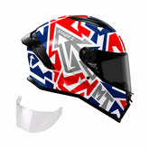 Casco integral MT Stinger 2 Meld Rojo Blanco Azul + Visor Humo