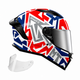 Casco integral MT Stinger 2 Meld Rojo Blanco Azul + Visor Plata