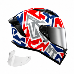 Casco integral MT Stinger 2 Meld Rojo Blanco Azul + Visor Plata