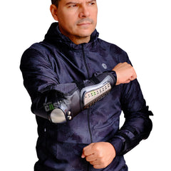 Combo de protección para motociclista Kit de Rodilleras y Coderas Metalicas GX + Guantes Race Tribe