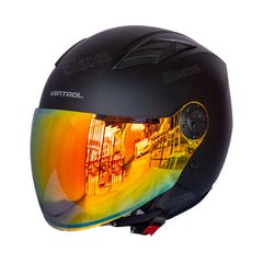 Casco Abierto KNT 236 Negro mate visor Iridium Fuego