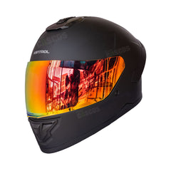 Casco Integral KNT M78 Solid Negro + Visor Iridium Fuego