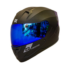 Casco Integral X-Sports M67 Solid Negro Visor Iridium Azul