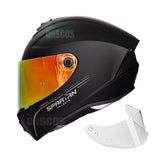 Casco integral Spartan Draken Solid Negro Mate + Visor Iridium fuego