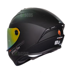 Casco integral Spartan Draken Solid Negro Mate + Visor Iridium fuego