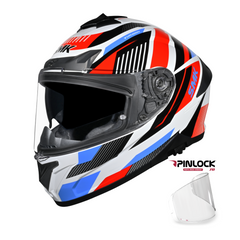 Casco integral SMK Typhoon Sparko Blanco Azul Rojo Brillo + Pinlock 70