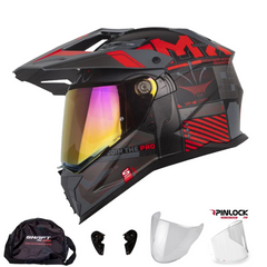 Casco multipropósito Shaft Pro MX400DV Cryptone Rojo Gris