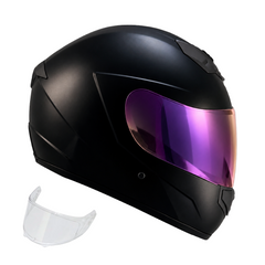 Casco Integral KNT 878 Negro mate + visor iridium Morado